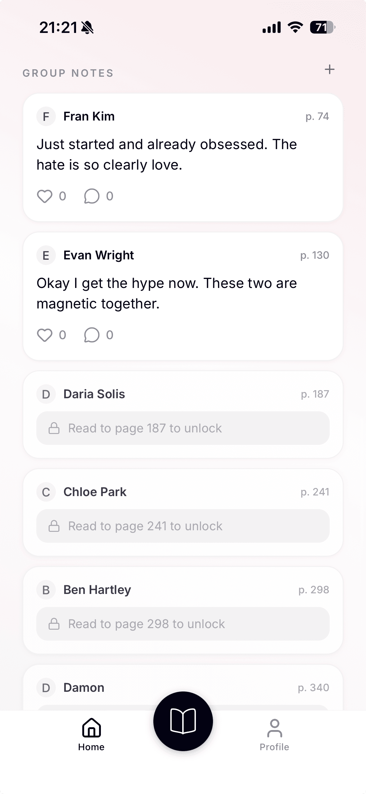 Spoiler-locked group notes